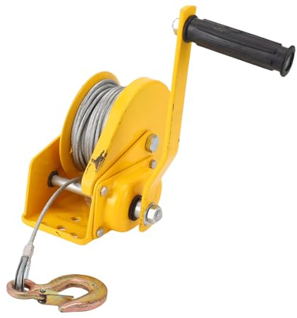Asixxsix 1200 Libras de Cabrestante de Remolque del Bote, Cabrestante de Mano con Cable de Acero de 98.43 Pies y Freno de Bloqueo Automático de 2 Vías, Cabráneo Portátil de Manivel