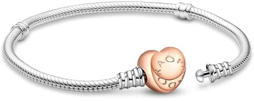 APUUESN Moments Me Serie Sterling Silber Charm-Armband mit Logogravur,Längen 17-23 cm, Silber/Gold