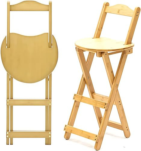 Tragbarer Klapphocker mit Rückenlehne, Holzstuhl für Küche und Bar, stabiles Design mit Fußstütze, perfekt für Kunsträume, Theken und Heimdekoration
