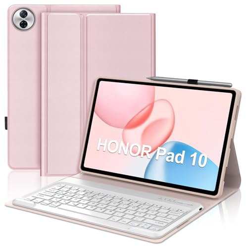 Occtingkind Funda con Teclado para Honor Pad 10 2025 12.1 Pulgadas | [Español] Magnético Magnéticamente Bluetooth Teclado con Funda Delgada para Tablet Honor Pad 10 2025 12.1, Rosa