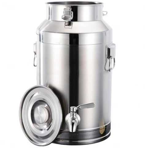 Bidon Avec Robinet 30l Inox Bidon De Lait Inox Hermétique De Cuisine Avec Couvercle De Rangement Pour Le Riz La Farine Les Céréales,capacity-9Liters