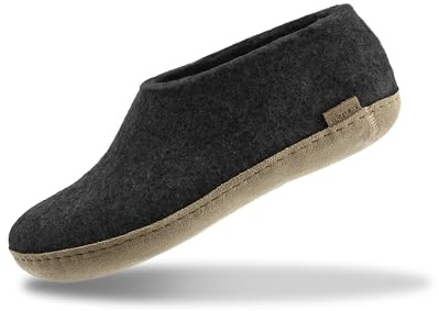 GLERUPS Hallenschuhe Damen & Herren | Unisex Wollpantoffeln mit Ledersohle