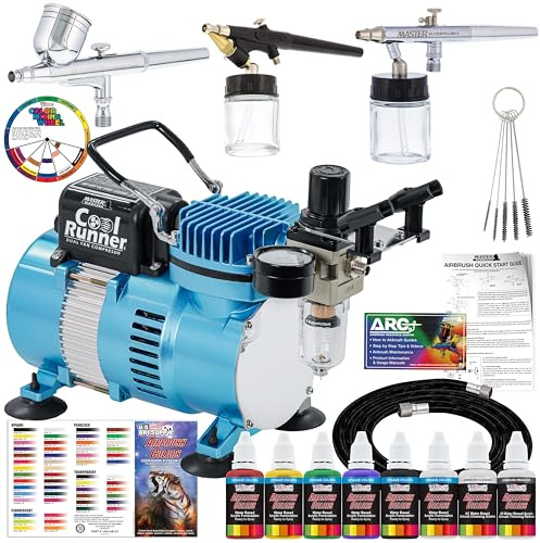 Master Airbrush KIT-SP19-20 Art Airbrushing System Paint Kit with Standard Compressor (11 Items)