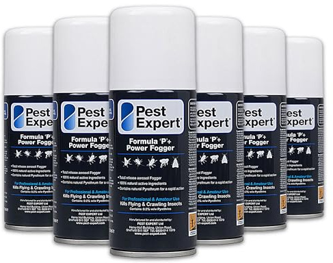Pest Expert Formula ‘P+’ Carpet Moth Killer Fogger Treatment 6 x 150ml – Maximum Strength Moth Bombs for Fast-Acting Effective Control, Professional Strength for Approved Amateur Use