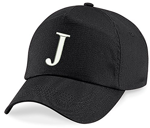 4sold Nya barn skolkepsar barn hatt sport alfabet A-Z pojke flicka justerbar basebollkeps svart, J, en storlek