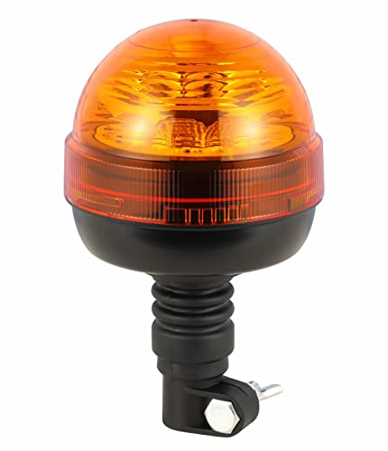 Ryme Automotive - Rotativo Ámbar LED Homologado R65, Señalización Emergencia LED R65 Base DIN Flexible para Tractores, Vehículos Agrícolas, Grúas
