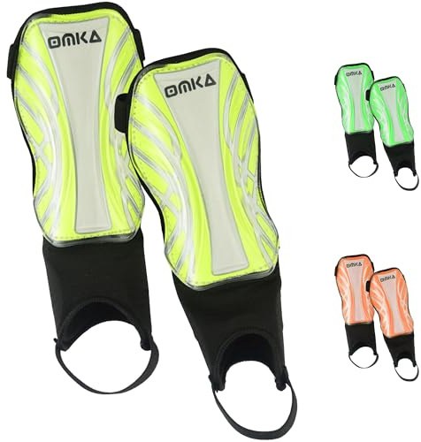 OMKA Kinder bis Erwachsene Schienbeinschoner Schienbeinschützer Shin Guard Fußball Knöchelschutz Gelb S