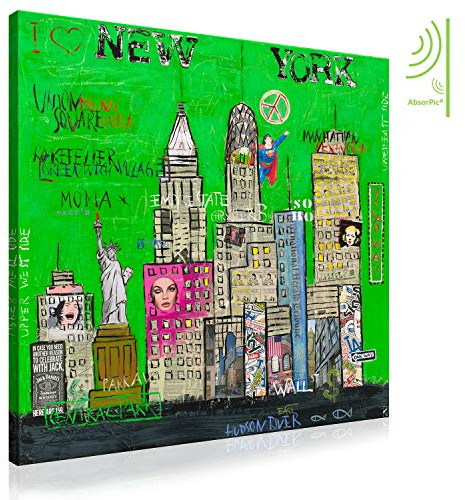 Akustikbild New York 01 AbsorPic Grafik Premium der Künstlerin Kathrin Thiede | 120 x 120 x 3 cm | Schall-Absorber verbessert die Raumakustik | viele Größen | Made in GERMANY, Köln
