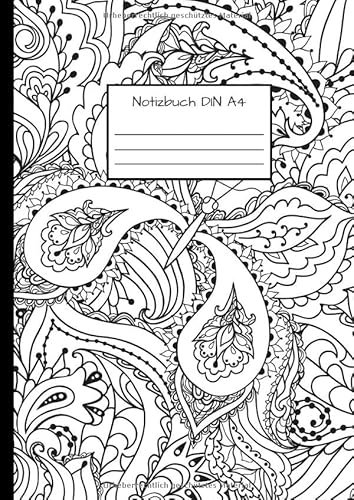 Notizbuch DIN A4: Notizbuch DIN A4 - Kladde kariert 5 mm - 110 Seiten - Notizheft, Tagebuch, Schreibbuch - Blumenmuster