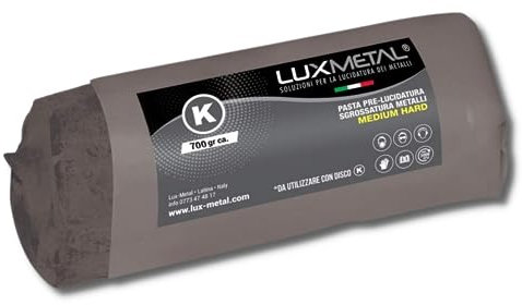 Lux Metal Pasta Abrasiva Lucidante Nera Medium Hard 700 gr Pre Lucidatura Alluminio Cera Per Lucidare Acciaio Inox Sgrossatura Metalli Leva Rimuovi Graffi Ossido Lucida Ottone Solida Ferro Rame Bronzo