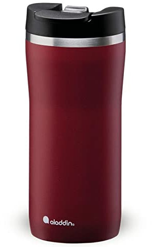 Aladdin Barista Mocca Thermavac Leak-Lock Edelstahl Thermobecher 0.35L Burgundy Red - Auslaufsicherer Becher - Kaffeebecher To Go Thermo - Hält 3 Stunden Heiß - BPA-Frei - Spülmaschinenfest