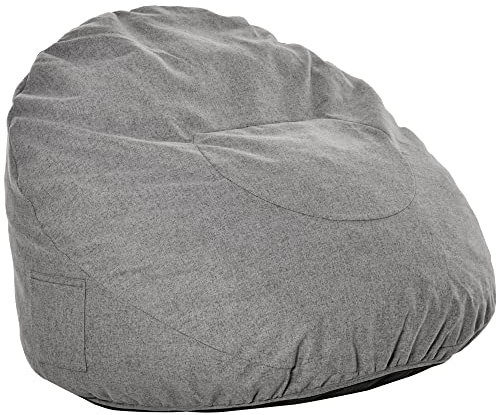 HOMCOM Sitzsack aufblasbares Sofa Bodensessel Sitzkissen gepolstert mit 2 Seitentaschen waschbar für Wohnzimmer Liege Schlafzimmer Polyester-Gewebe Schaumstoff-Füllung Dunkelgrau Ø115x71 cm
