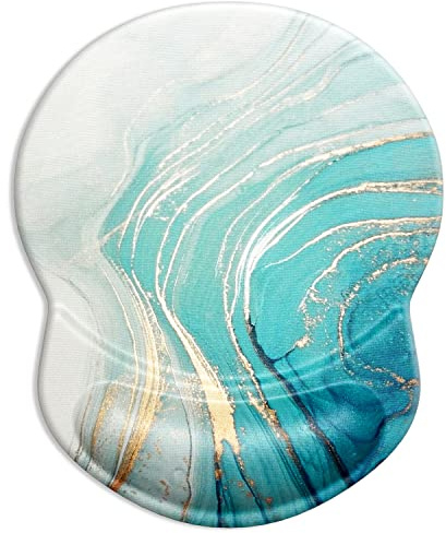 ITNRSIIET Tapis de Souris Ergonomique avec Repose-Poignet en Gel, Tapis de Souris de Jeu avec Tissu Lycra, Base antidérapante en pour Ordinateur, Maison, Bureau et Voyage, marbrure annuelle