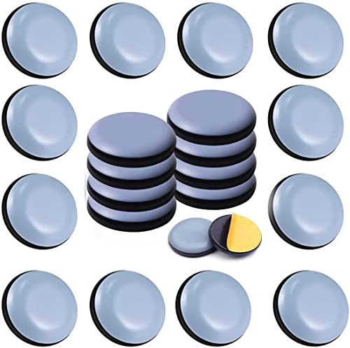 Uni-Fine 24 stycken 20 mm teflonglidare, självhäftande, robust, rund form, PTFE glidyta för enkel förflyttning av tunga möbler