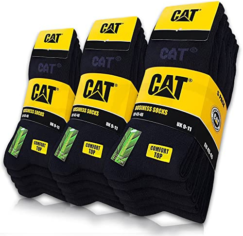 CAT Caterpillar 15 par BUSINESS strumpor fina dam- och herrstrumpor utan gummistrumpor storlek 35–50, 15 par svarta, 39-42 EU
