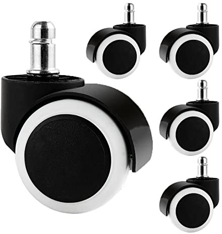 Suwooy Möbelrollen, Bürostuhlrollen Rollen, 5 Lenkrollen, Ohne Feststeller, Pu-gummirollen, Ersatz Schwenkrollen, Schwerlastrollen 48mm, Leise/Verschleißfest Rollen Für Möbel,Circlip