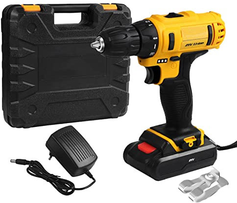 Taladro atornillador inalámbrico de 21 V con batería de litio, ajuste de 2 velocidades, 1 cargador más rápido, bolsa compacta Herramienta para ladrillos de madera, paredes, metal