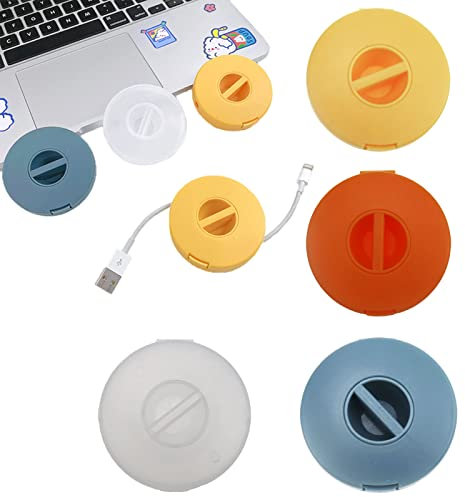 4 Pack Cable Tidy Compact Cord Management Cable Storage Winders Cable Reels Wire Storage Organizer for Charger USB Data Cords Earphones Home Office