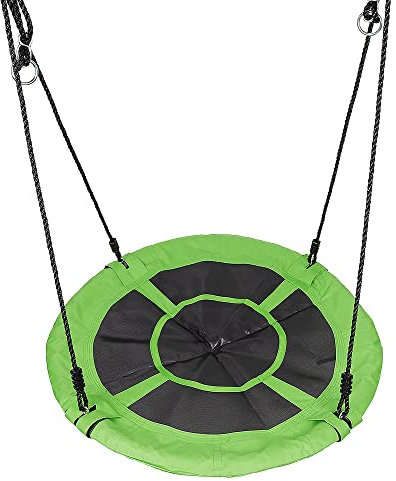 XUANYU Balançoire Nid d’Oiseau Rond Ø100 cm, Balançoire Extérieur et Intérieur, Balançoire de Jardin en Tissu Oxford pour Enfants et Adultes, Corde Réglable, Jusqu'à 100 kg (Vert A)