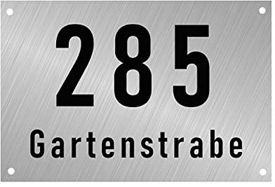 Haustor-Schild, Edelstahl, Adresse, Nummer, Personalisierter Name, Mattschwarz, Eingebrannte Emaille, Handveredelt,28 * 18,5 Cm