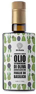 Heraia - Condimento a base di Olio Extravergine di Oliva e Basilico - 250ml - Foglie di Basilico a Infusione in Olio Evo Siciliano