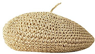 Inzegao Damen Retro Strohmütze Casual Painter Cap Flat Top Gewebte Baskenmützen Atmungsaktive Hüte, Beige, Einheitsgröße