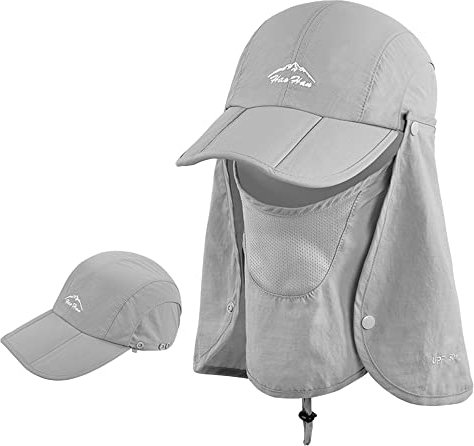 Swygoo Cappello da Baseball per Adulti, Cappello con Visiera Pieghevole con Protezione UV per Viso e Collo, Cappelli da Pesca da Escursionismo per Uomo e Donna (Grigio Chiaro)