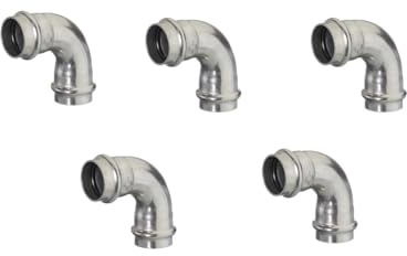 zbs24 Pressfittings Edelstahl Inox, Bogen 28mm 90° I/I (5 Stück) mit Dichtungen für Heizung und Trinkwasser, V-Press-Kontur, DVGW geprüft