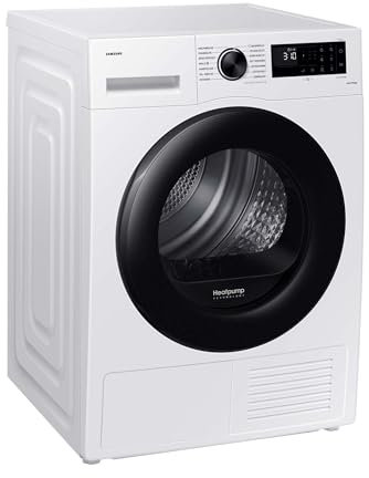 Samsung DV81CGC0B0AEEG Wärmepumpentrockner, 8 kg, EEK: E, Wäschetrockner mit WiFi-SmartThings-App, Hygiene-Programm, Air Refresh, Knitterschutz, Weiß/Schwarz