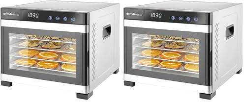 SousVideTools/Hendi| 6 Tray Stainless Steel Dehydrator | Food Dryer | Touch Panel, Timer & Thermostat Control | Drying Fruit, Meat and Vegetables (Pack of 2)