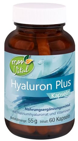 KOPP Vital® Hyaluron Plus | 60 Kapseln | 55 g | Vegan | mit Natriumhyaluronat und Vitaminen | hochdosiert | Biotin