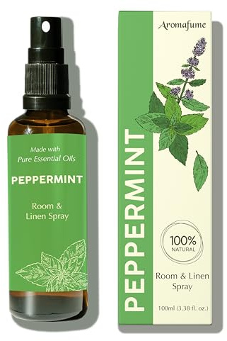 Aromafume Spray alla menta piperita per camera, lino e cuscino, 100 ml, con olio essenziale di menta piperita puro, spray per aromaterapia, rilassamento, sonno e sollievo dallo stress, nebbia per