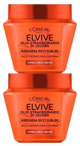 L'Oréal Paris Elvite, einzigartiges Jojobaöl, nährende Maske für sehr trockenes und stumpfes Haar, 2 Dosen 300 ml