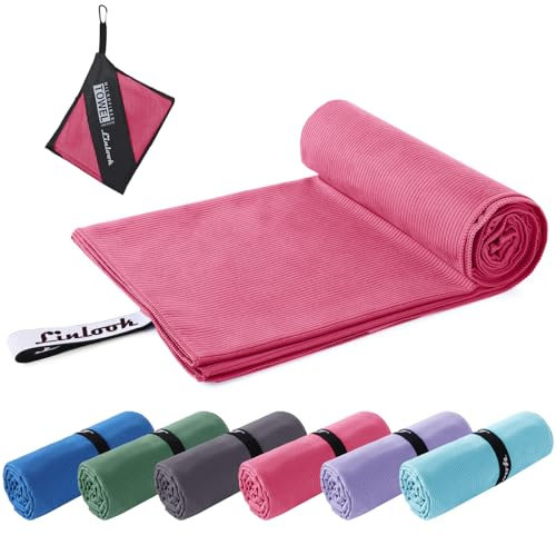 Linlook Microfibre Towel - Large Quick Dry Travel Towel, Compact&Lightweight Bath Towel for Beach Swimming Gym Sports Hiking and Camping (Rose, 180x80cm)