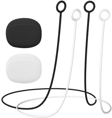 DOB SECHS Link Safety Connector Cord for Earplugs, Safety Silicone Lanyard (No Earplugs) (White-1 Pieces，Black-1 Pieces)