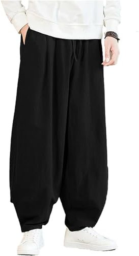 Generisch Tai-Chi-Hosen Atmungsaktiv Kampfsport Taiji Training Hose Baumwolle Herren Baggy Jogginghose Kordelzug Hose Kung Fu Qigong Shaolin Weite Beine Knickerbocker,D,3XL