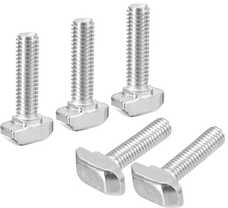 QUARKZMAN 20 Stück Hammerkopfschrauben M6x25mm T-Nut Tropfenbolzen, Kohlenstoffstahl vernickelt Hammerkopf T-Bolzen T-Form Stud Schiebeschraube T Schrauben für 30er Serie Aluminiumprofil