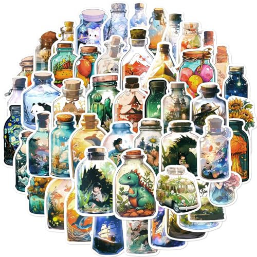 Welt in einer Flasche Aufkleber 50 Stück für Koffer,Skateboard, Laptop, Computer, Wasserflaschen, Auto, Teenager, Jungen, Mädchen, Scrapbooking Aufkleber
