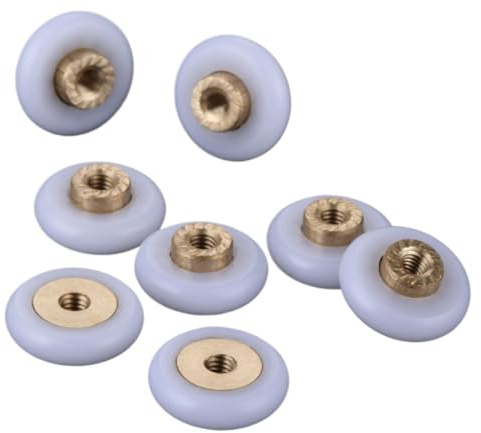 SkyjOy Roulette Douche Lot de 8 roulettes de Porte de Douche en Nylon et Laiton, roulettes de 18 mm de diamètre, Remplacement for cabines de Douche Roulette Porte Coulissante Douche