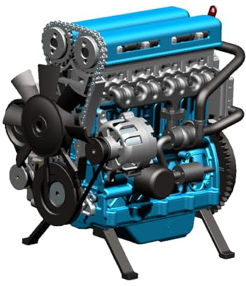 Kit di montaggio per modellino di motore L4, 3D in metallo turbocompresso in linea-quattro per auto, ingegneria meccanica, costruzione di modelli meccanici STEM per adolescenti