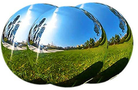 Porgeel 3pcs Bola de Mirada de Acero Inoxidable 13.8 cm Espejo Reflectante Pulido Esfera sin Costuras Globo Hueco sin Costura