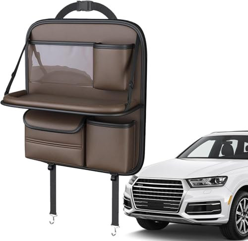 HAVERN Autositz Organizer für Jeep Unlimited Wrangler Unlimited Wrangler Jlu, Auto Rückenlehnenschutz Kinder mit Faltbar Tisch und Tablet Tasche Rücksitz Organizer,Brown/B