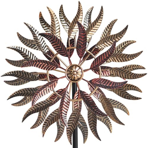 Senflame Grand moulin à vent en métal pour extérieur, sculptures à vent bidirectionnelles, éolienne cinétique à 360 degrés, décoration artistique pour terrasse, pelouse et jardin 160 x 34 cm