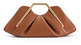 JW PEI Bolso de mano Lila con marco de metal para mujer, Marrón