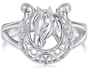 Pferde Ring 925 Sterling Silber Keltischer Hufeisen Ring Pferde Schmuck Geschenke für Damen Herren