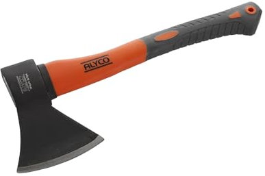 Hacha de fibra de vidrio 600gr, ideal para cortar madera y realizar trabajos de jardinería y construcción.