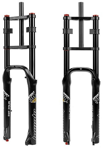 ZJHAHJY 26'' Bike Fat Fork Downhill MTB Air Suspension Forks Travel 160mm Straight Double Shoulder Rebound Adjustable Manual Lock QR 9x135mm,max For 4.0'' Tire (Color : Black)