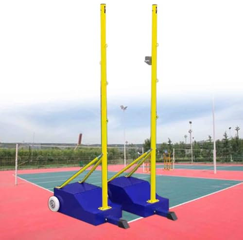 Badminton Set Netz Badminton-Volleyballnetz-Rahmenständer-Set, Volleyball/Stangen, Halterung, mobil mit Radkastentyp, Pfosten aus Stahl mit Stabiler Basis, für den Innen- und Außenbereich