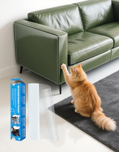 Cat Scratch Furniture Protector, 200x16 Clear Couch Protector from Cat Claws for Leather Furniture, Thickened Anti-Scratch Adhesive Roll, Cuttable, Residue-Free, No Pins