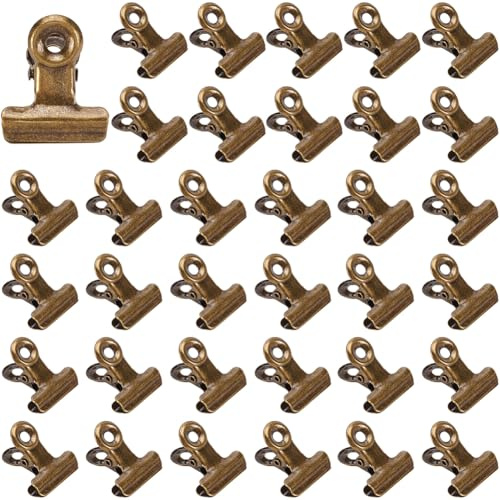 craspire 35 Pince Bulldog en Bronze Vintage en Métal pour Classeur pour Suspendre des Photos des Billets des Sacs Alimentaires des Photos des Travaux Manuels des Fichiers des Pinces pour Le Bureau